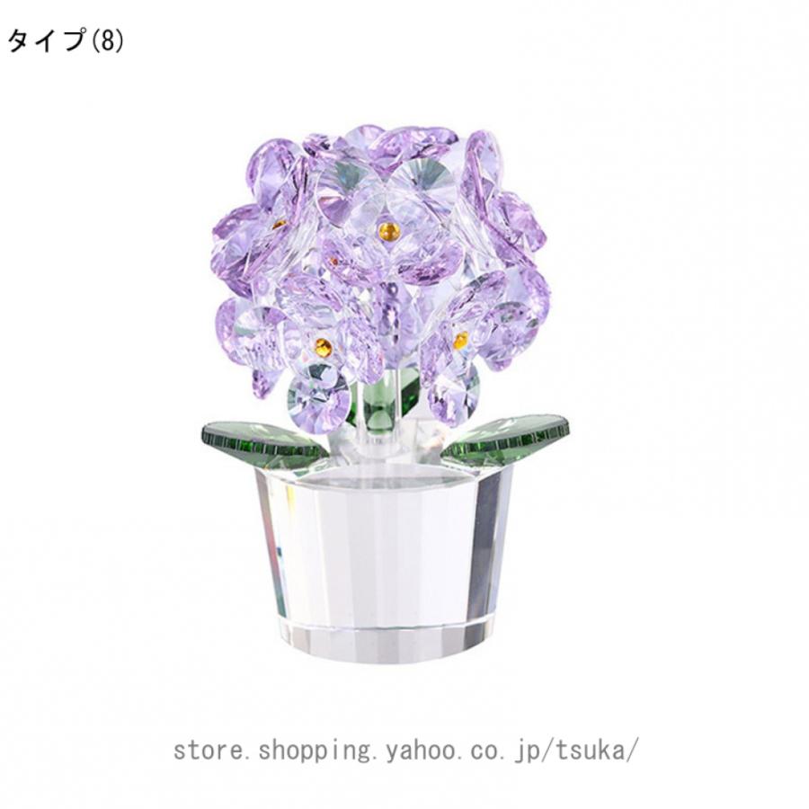 ガラスの花の置物 クリスタルフラワーオーナメント ミニクリスタル