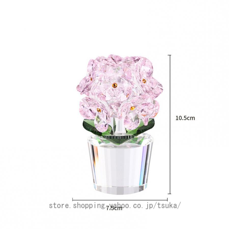 ガラスの花の置物 クリスタルフラワーオーナメント ミニクリスタル