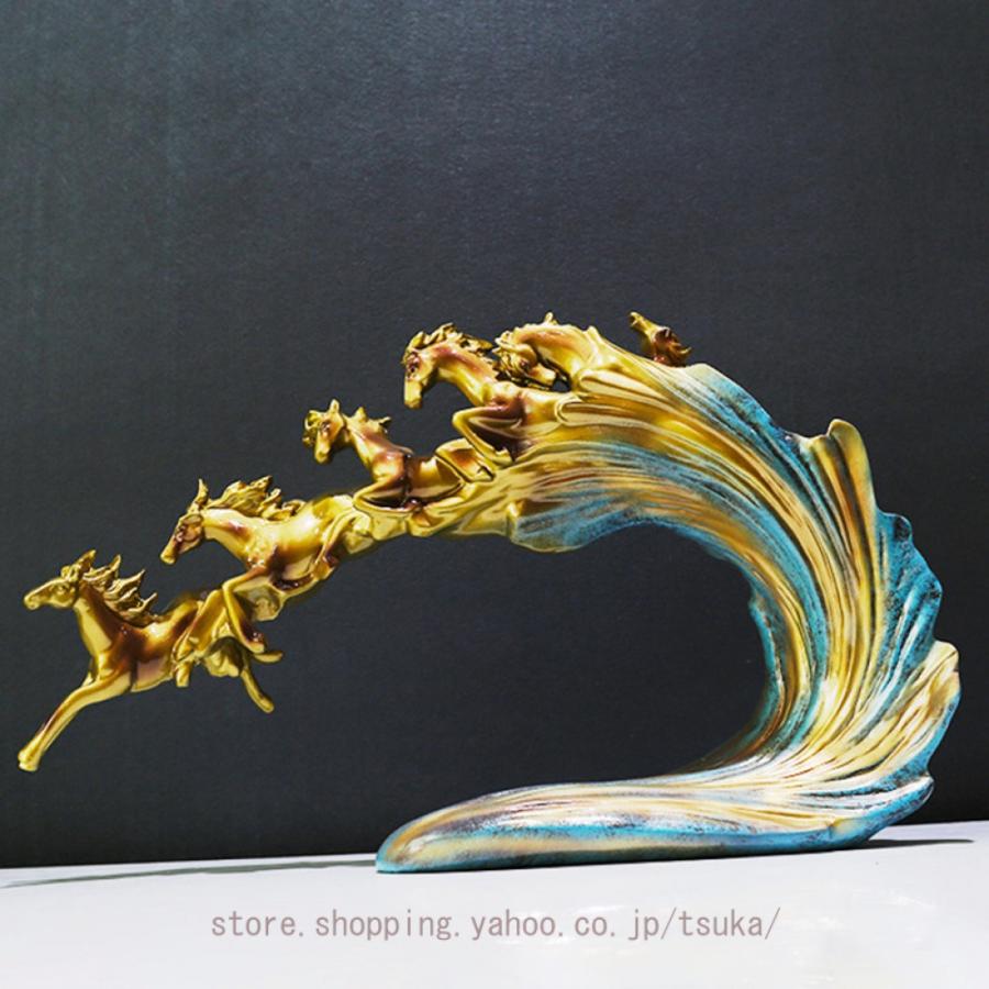 馬の置物 風水インテリア レジン製 動物彫刻 うま 跳ね馬 跳馬 欧式