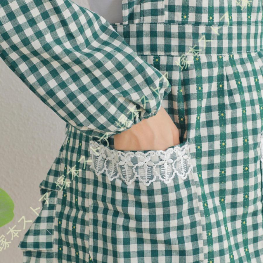 フリルが可愛い！メイド風 エプロン ひらひら フリル ワンピース風