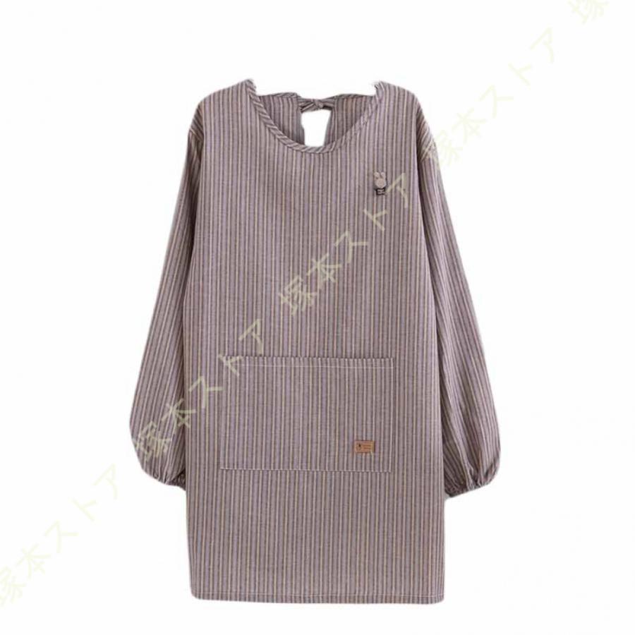 長袖　割烹着　エプロン　38 スモック 割烹着 チュニック風 長袖 綿 シワになりにくい 動きやすい
