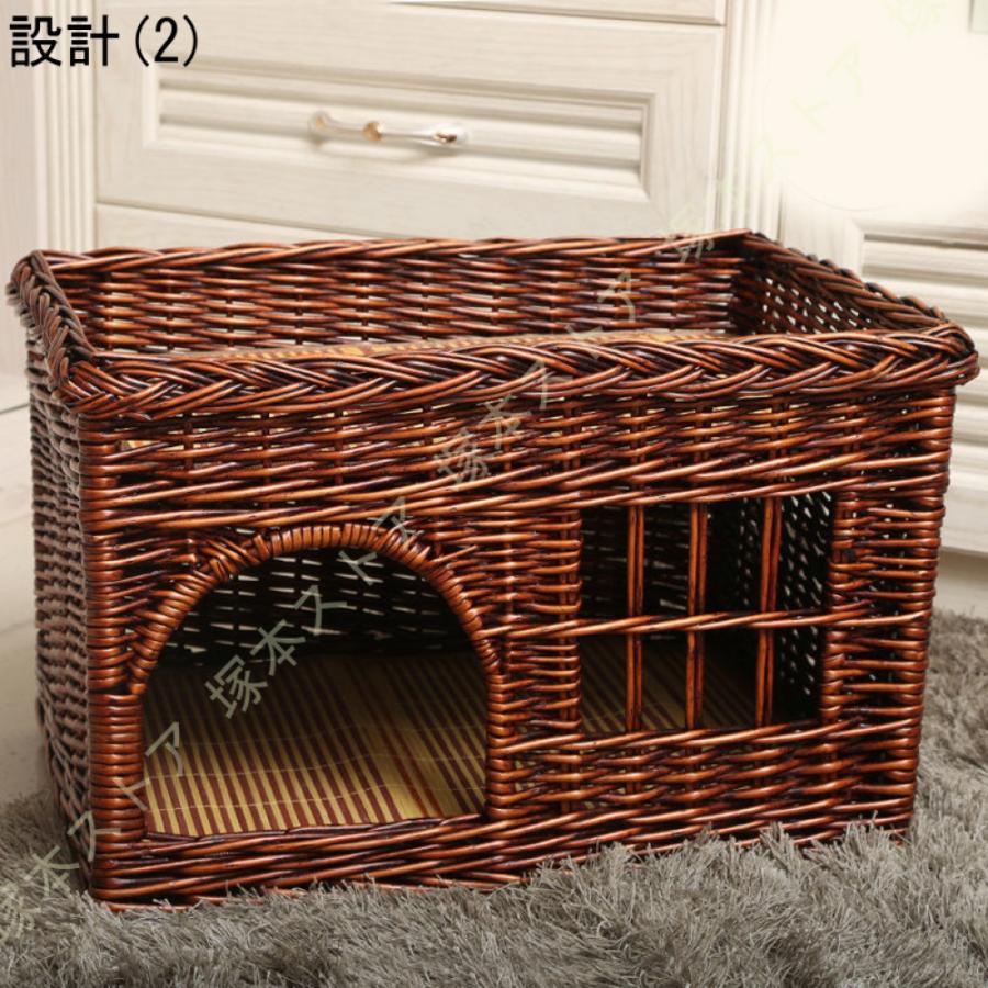 猫 ベッド カゴ ペットベッド 猫ベッド 夏 通気性 手編み 藤編み ラタン 猫の家 犬ベッド 猫 小型犬 ペットマット ちぐら型 夏用 インテリア 天然素材_8