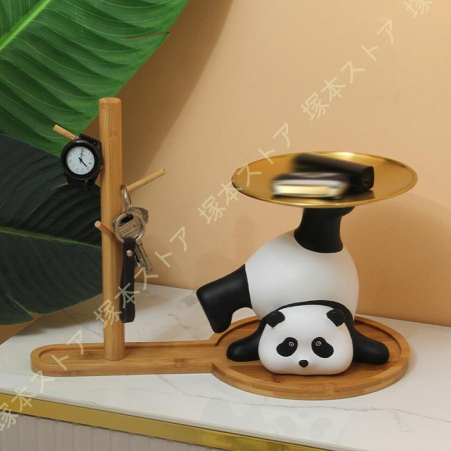 パンダ 置物 キー収納トレイ お皿 クリエイティブ 飾り 鍵置き 眼鏡