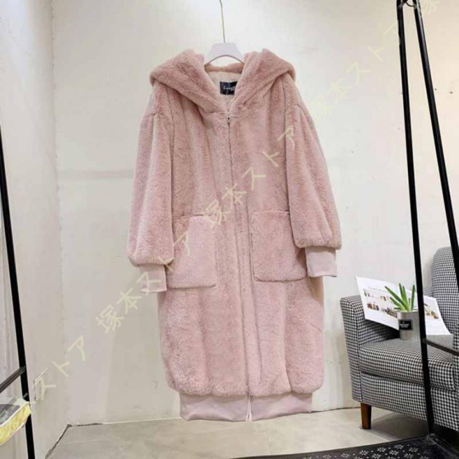 フード付き ボアジャケット レディース ボアブルゾン おしゃれ 可愛い ミドル丈 ふわふわ もこもこ 秋冬 アウター 韓国風 ボア コート 防寒着 ファーコート |  | 16