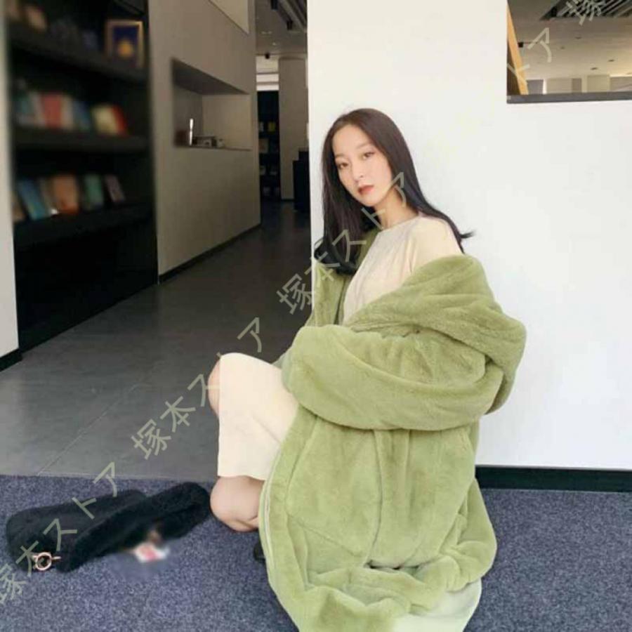 フード付き ボアジャケット レディース ボアブルゾン おしゃれ 可愛い ミドル丈 ふわふわ もこもこ 秋冬 アウター 韓国風 ボア コート 防寒着 ファーコート |  | 19