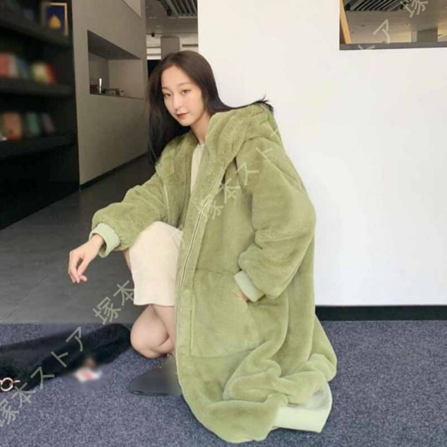 フード付き ボアジャケット レディース ボアブルゾン おしゃれ 可愛い ミドル丈 ふわふわ もこもこ 秋冬 アウター 韓国風 ボア コート 防寒着 ファーコート |  | 21