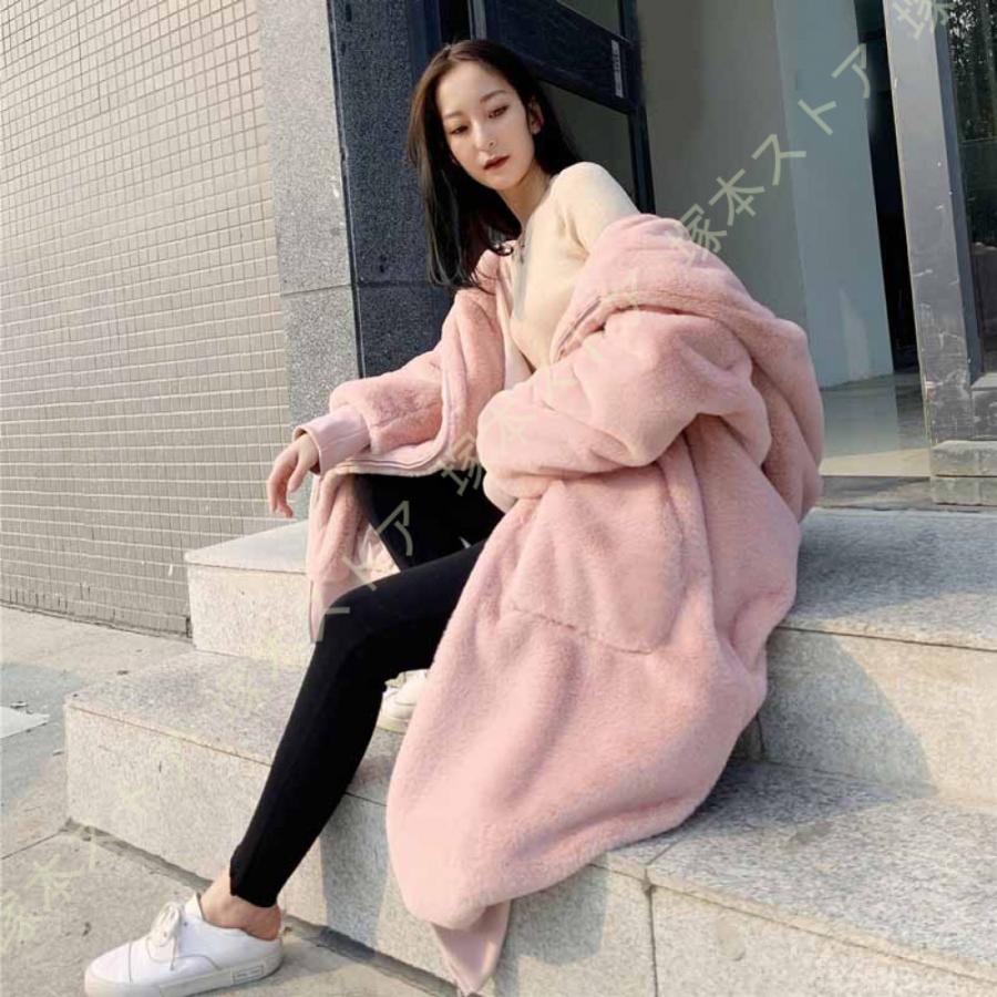 フード付き ボアジャケット レディース ボアブルゾン おしゃれ 可愛い ミドル丈 ふわふわ もこもこ 秋冬 アウター 韓国風 ボア コート 防寒着 ファーコート |  | 13