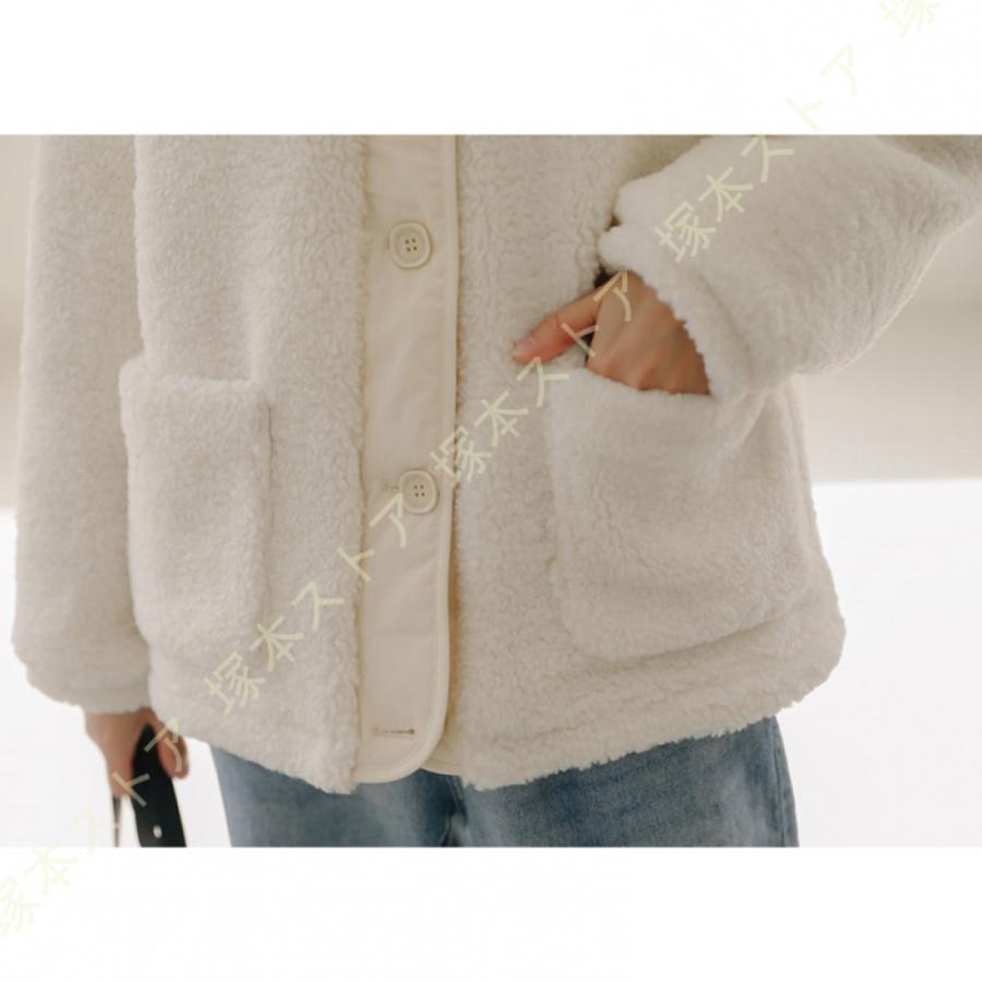 ボアブルゾン ボアジャケット かわいい もこもこ ノーカラー ふわふわ 暖かい レディース コート ゆったり 可愛い 防寒 韓国風 おしゃれ 厚手 レディース 冬 |  | 12