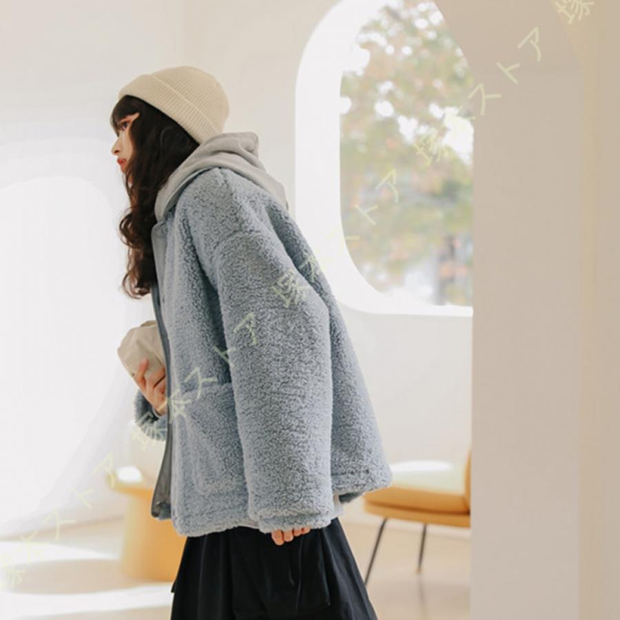 ボアブルゾン ボアジャケット かわいい もこもこ ノーカラー ふわふわ 暖かい レディース コート ゆったり 可愛い 防寒 韓国風 おしゃれ 厚手 レディース 冬 |  | 16