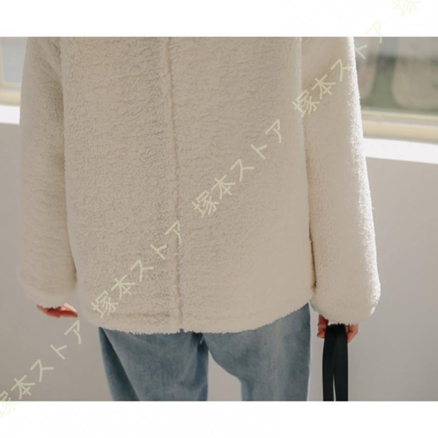 ボアブルゾン ボアジャケット かわいい もこもこ ノーカラー ふわふわ 暖かい レディース コート ゆったり 可愛い 防寒 韓国風 おしゃれ 厚手 レディース 冬 |  | 10