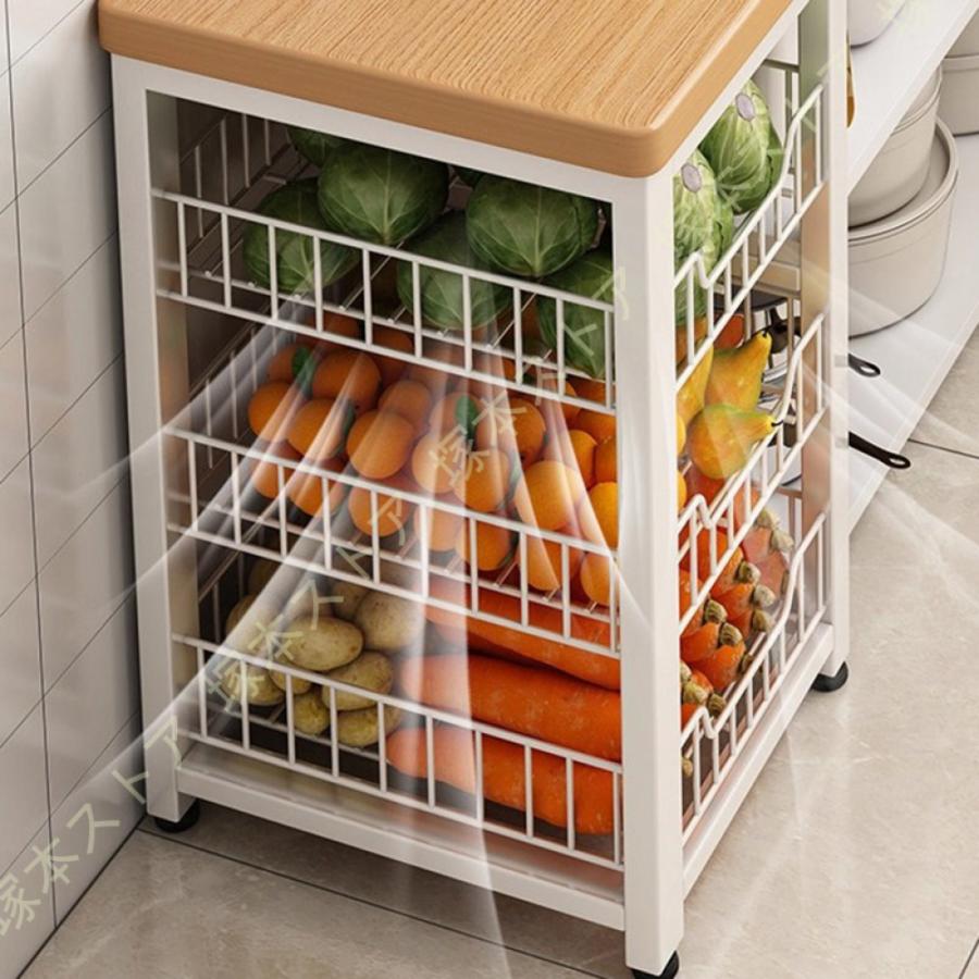 キッチンラック 幅約80cm バスケット付き 頑丈 キッチンボード オープンラック 食器棚 ラック 棚 収納棚 シェルフ キッチン棚 レンジラック レンジ台_10