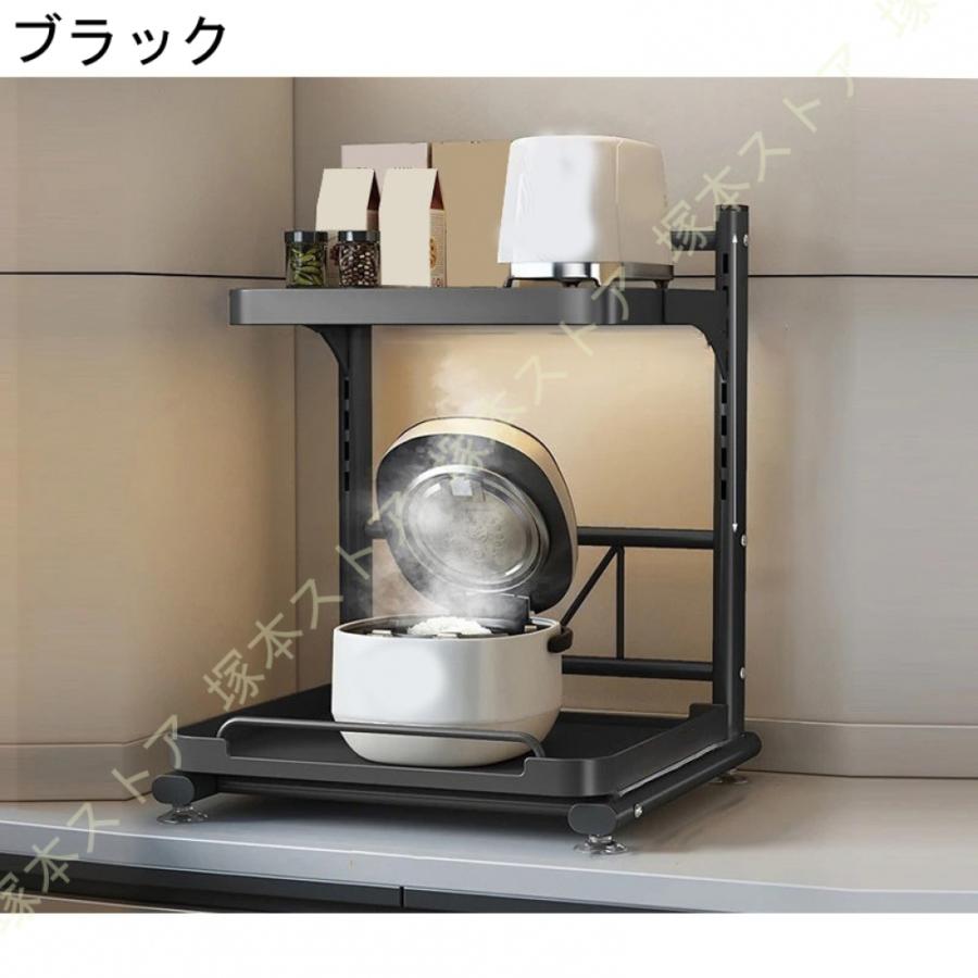 LVB キッチンラック レンジ台 キッチン 収納 引き出し付き 冷蔵庫上ラック レンジ上ラック 2段 キッチン収納 冷蔵庫上 レンジ