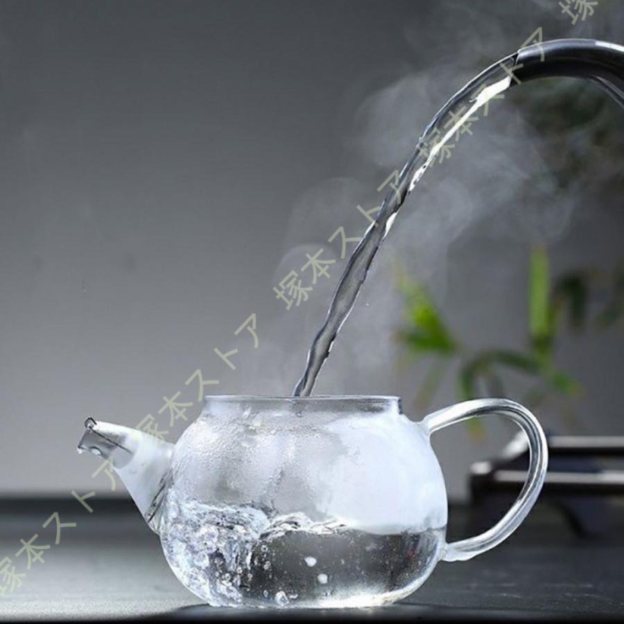 耐熱ガラス ティーポット 200mlグラス 茶こし付き グリーン 持ち手