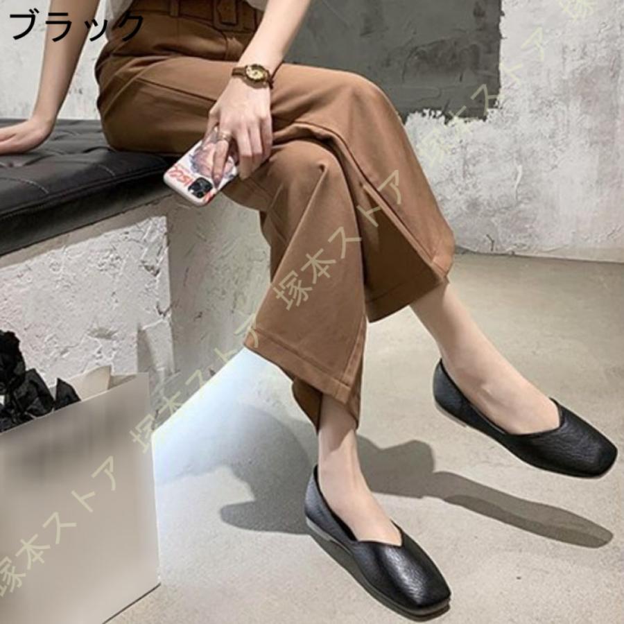 スクエアトゥーヒール パンプス 痛くない ぺたんこ バブーシュ 春