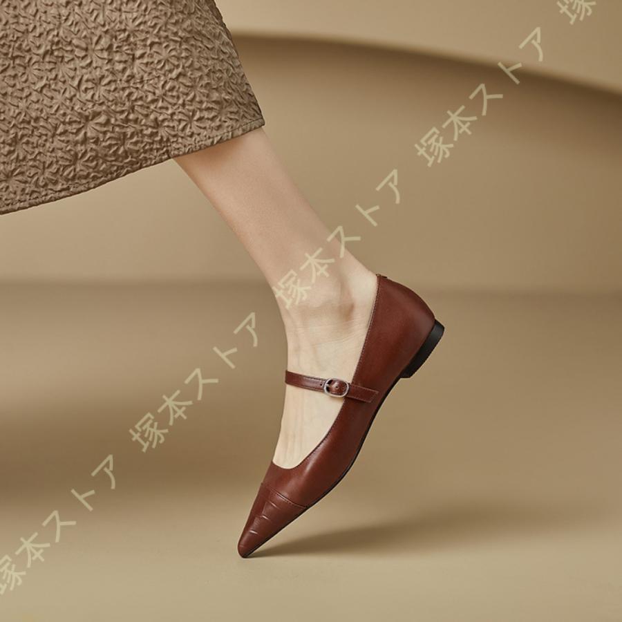 パンプス 痛くない ローヒール 本革 パンプス 歩きやすい 走れる 楽 ポインテッドトゥ 1.5cmヒール 美脚 フラット ぺたんこ 疲れない 3e 黒 カジュアル_19