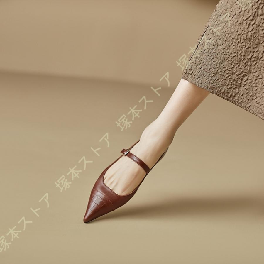 パンプス 痛くない ローヒール 本革 パンプス 歩きやすい 走れる 楽 ポインテッドトゥ 1.5cmヒール 美脚 フラット ぺたんこ 疲れない 3e 黒 カジュアル_20