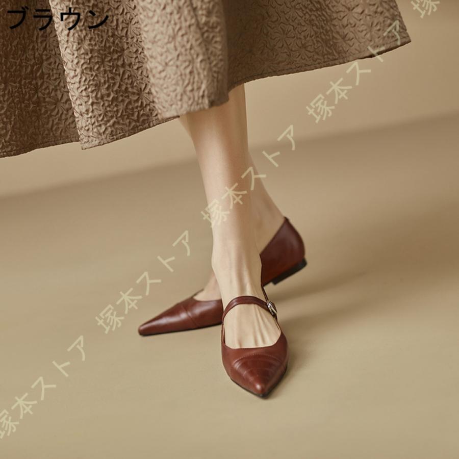 パンプス 痛くない ローヒール 本革 パンプス 歩きやすい 走れる 楽 ポインテッドトゥ 1.5cmヒール 美脚 フラット ぺたんこ 疲れない 3e 黒 カジュアル_4