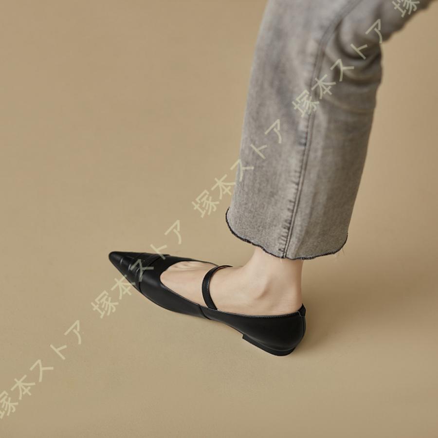 パンプス 痛くない ローヒール 本革 パンプス 歩きやすい 走れる 楽 ポインテッドトゥ 1.5cmヒール 美脚 フラット ぺたんこ 疲れない 3e 黒 カジュアル_6