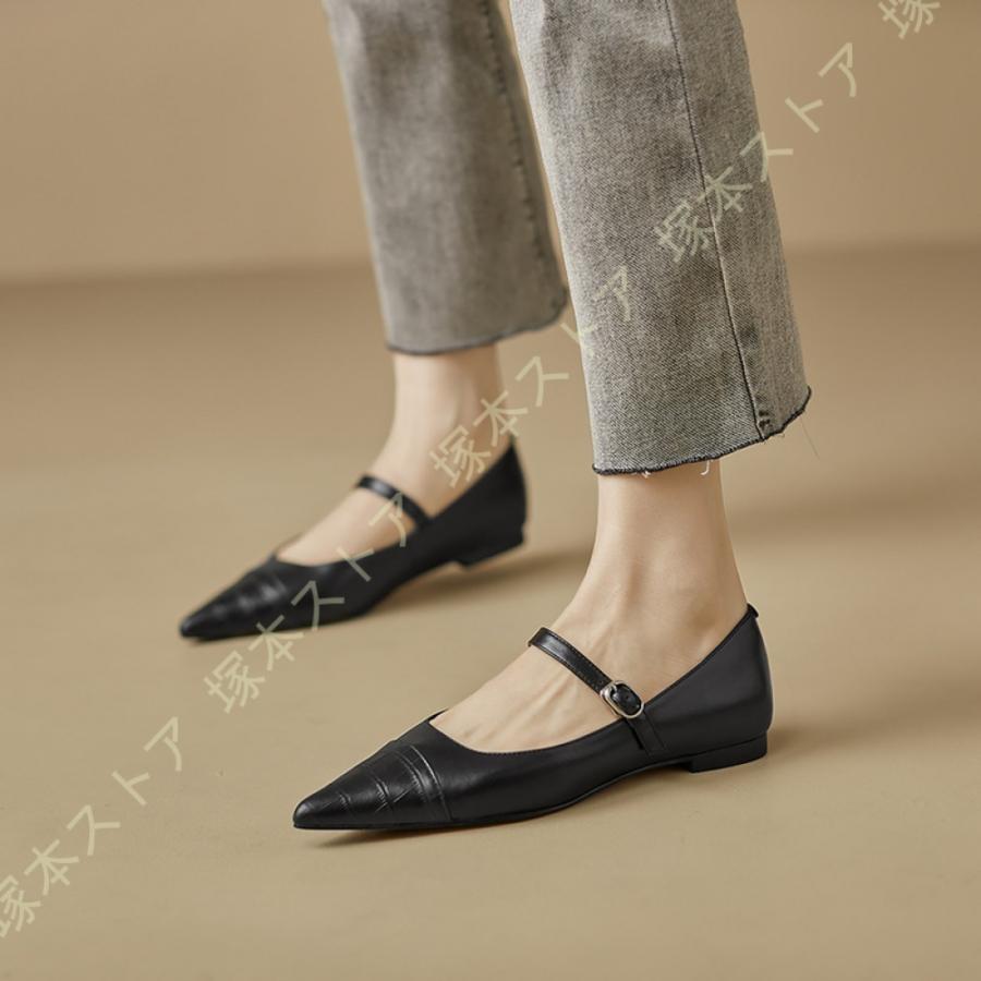 パンプス 痛くない ローヒール 本革 パンプス 歩きやすい 走れる 楽 ポインテッドトゥ 1.5cmヒール 美脚 フラット ぺたんこ 疲れない 3e 黒 カジュアル_8
