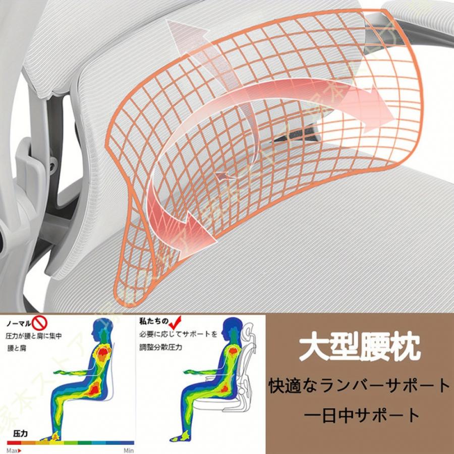 オフィスチェア 椅子 イス 疲れない 勉強 学習 360度回転 腰に良い テレワーク 人間工学 デスクチェア 可動式ヘッドレスト 通気性メッシュ パソコン 事務椅子_22