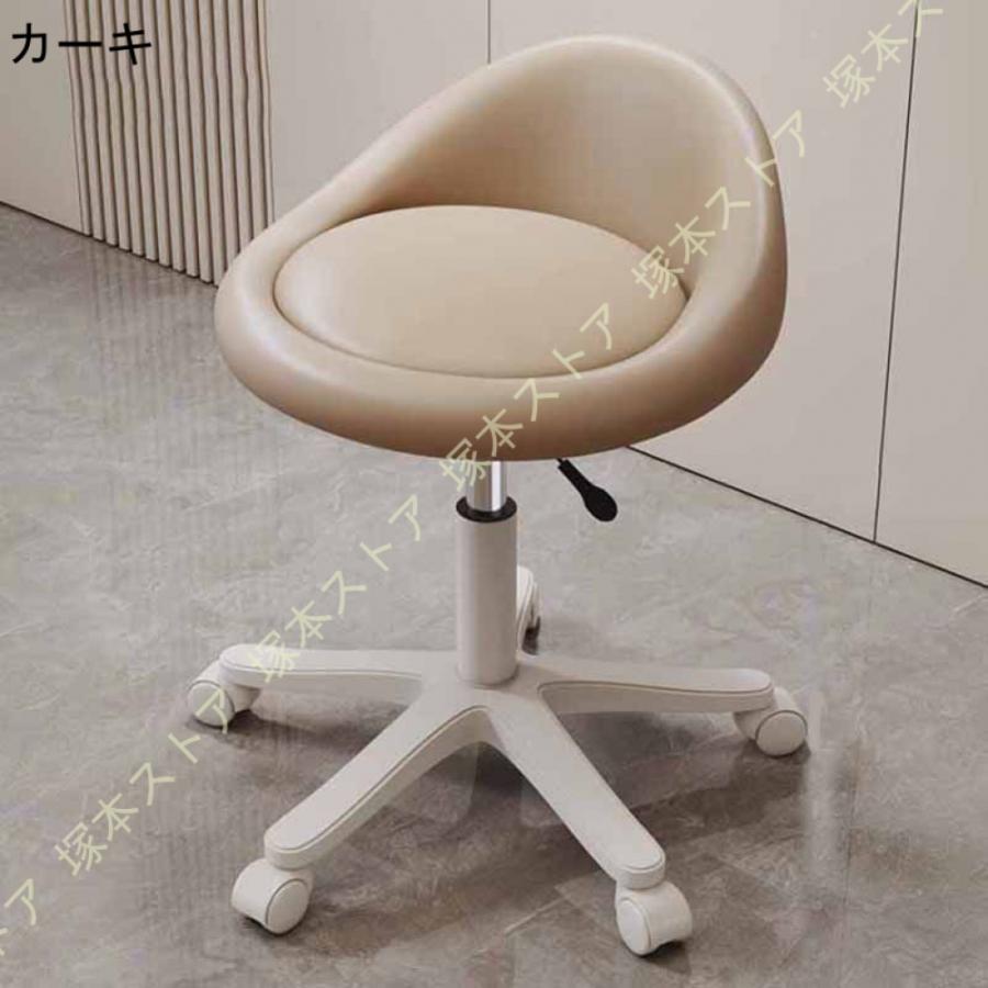 昇降スツール デスクチェア 低い背もたれ付き 椅子 キャスター付き PU