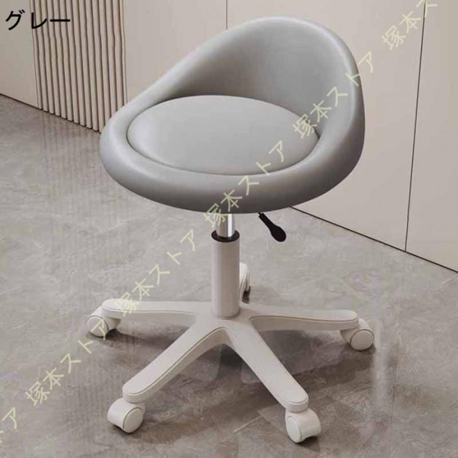 昇降スツール デスクチェア 低い背もたれ付き 椅子 キャスター付き PU