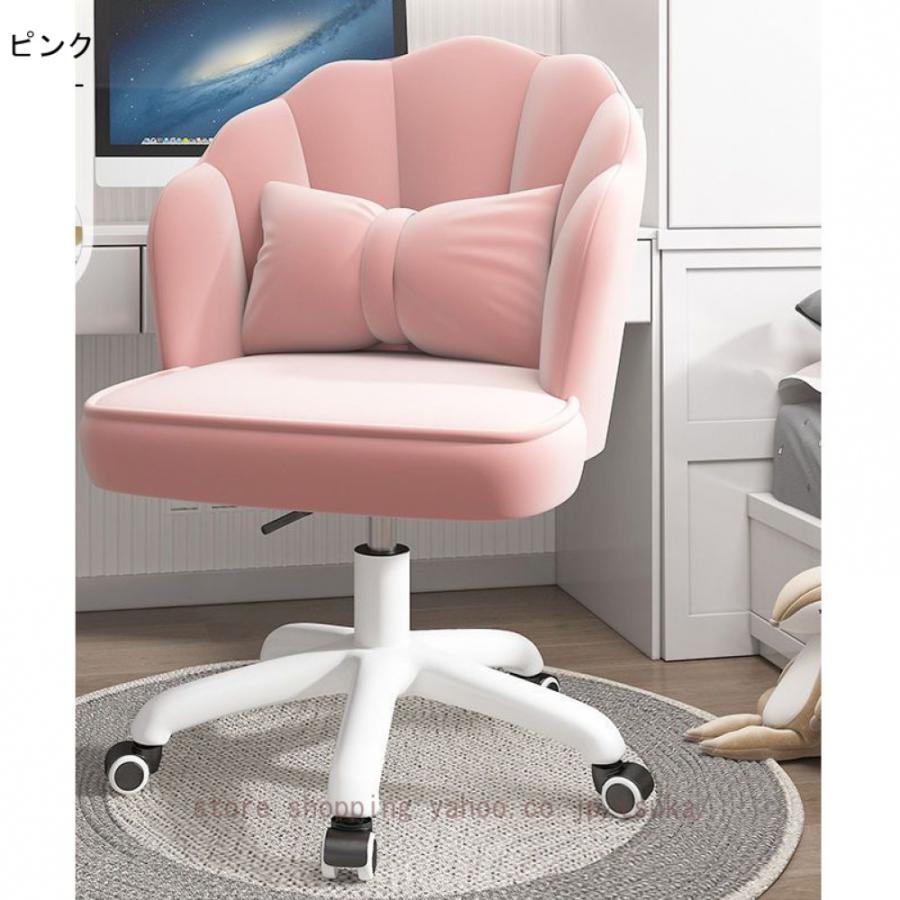 ドレッサーチェア 椅子 可愛い イス 北欧スタイル カジュアル メイクアップチェア いす 360度回転 昇降機能 腰クッション付き 事務椅子 キャスター付き_7