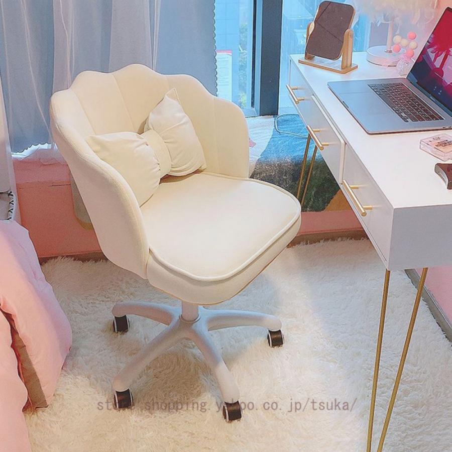ドレッサーチェア 椅子 可愛い イス 北欧スタイル カジュアル メイクアップチェア いす 360度回転 昇降機能 腰クッション付き 事務椅子 キャスター付き_12