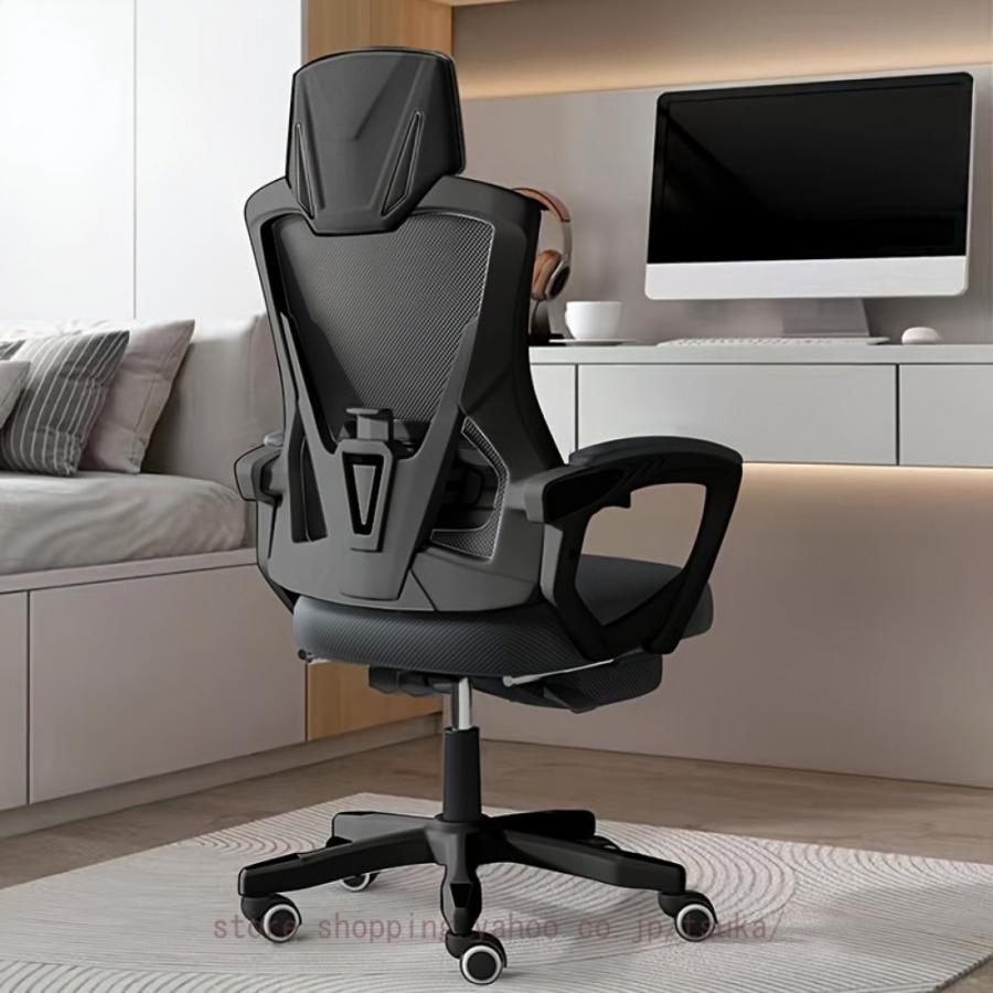 デスクチェア オフィスチェア 人間工学 PCチェア 回転椅子 いす パソコンチェア ゲーミングチェア 360度回転 腰に良い 通気性 フットレスト付き 高さ調節椅子_13