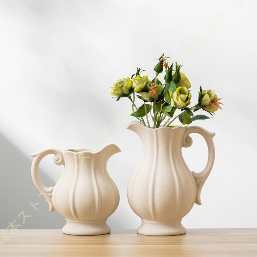 ピッチャー 花瓶 セラミックピッチャー 陶器 おしゃれ ベージュ ピッチャー 花瓶 セラミックピッチャー 陶器 おしゃれ ベージュ