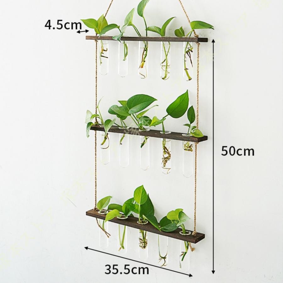 壁掛け花瓶 一輪挿し 試験管ガラス花瓶 水耕栽培 花器 吊り下げ