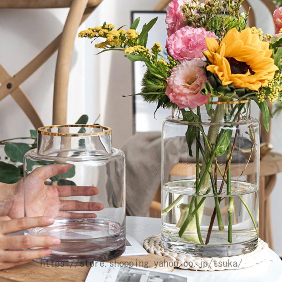 ガラス 花瓶 大型 かびん 広口 広口タイプ 花びん フラワーベース 瓶