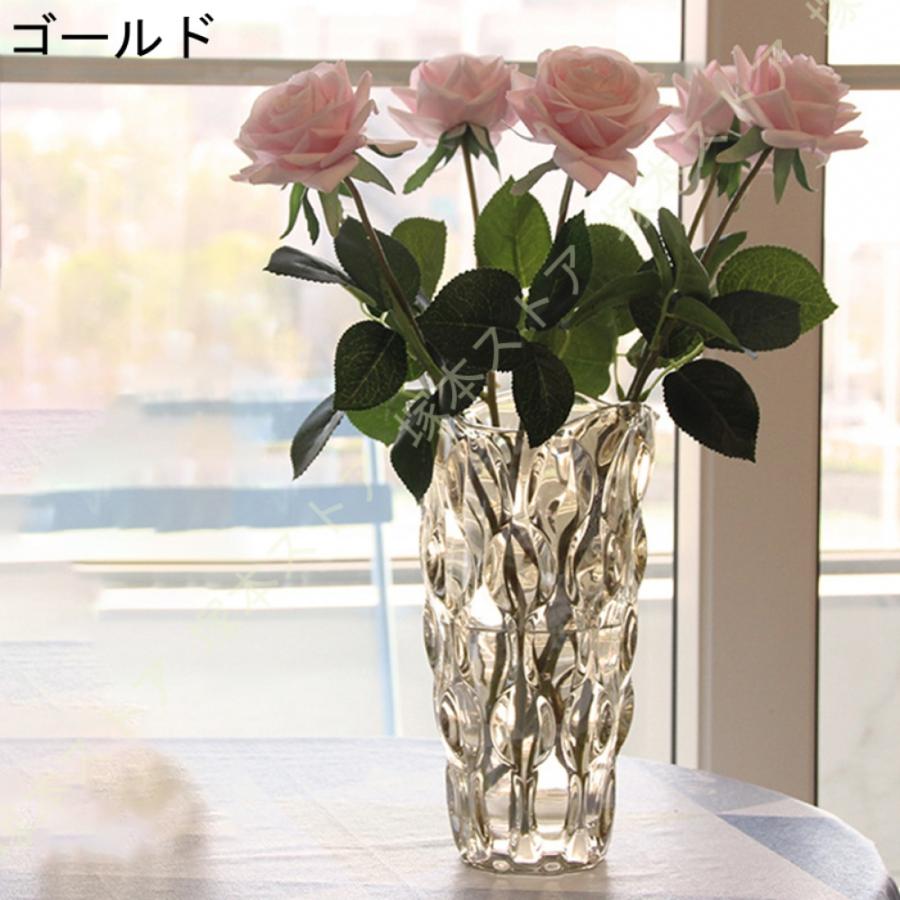 透明 ガラス 花瓶 ゴールド フラワーベース ガラス製 花器 透明 ガラス 花瓶 ゴールド フラワーベース ガラス製 花器