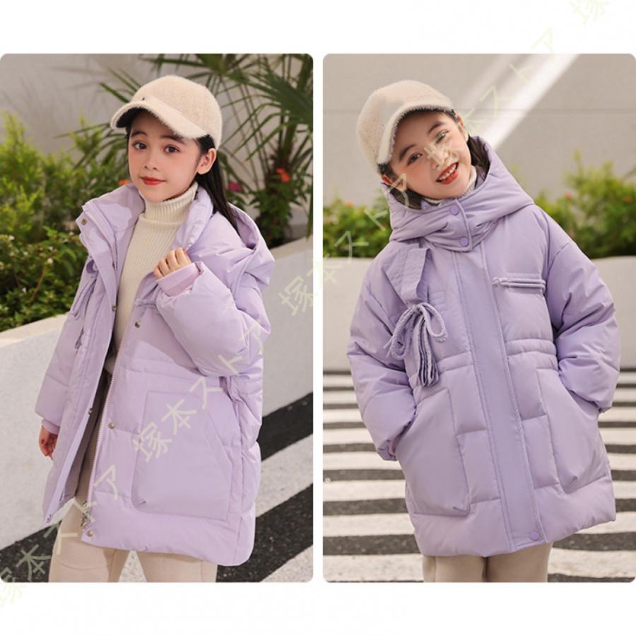ダウンジャケット キッズ ダウンコート 大きいサイズ 子供服 防寒 ダウン アウター フード付き 子ども カジュアルアウトウェア ジップアップ スタンドカラーの画像