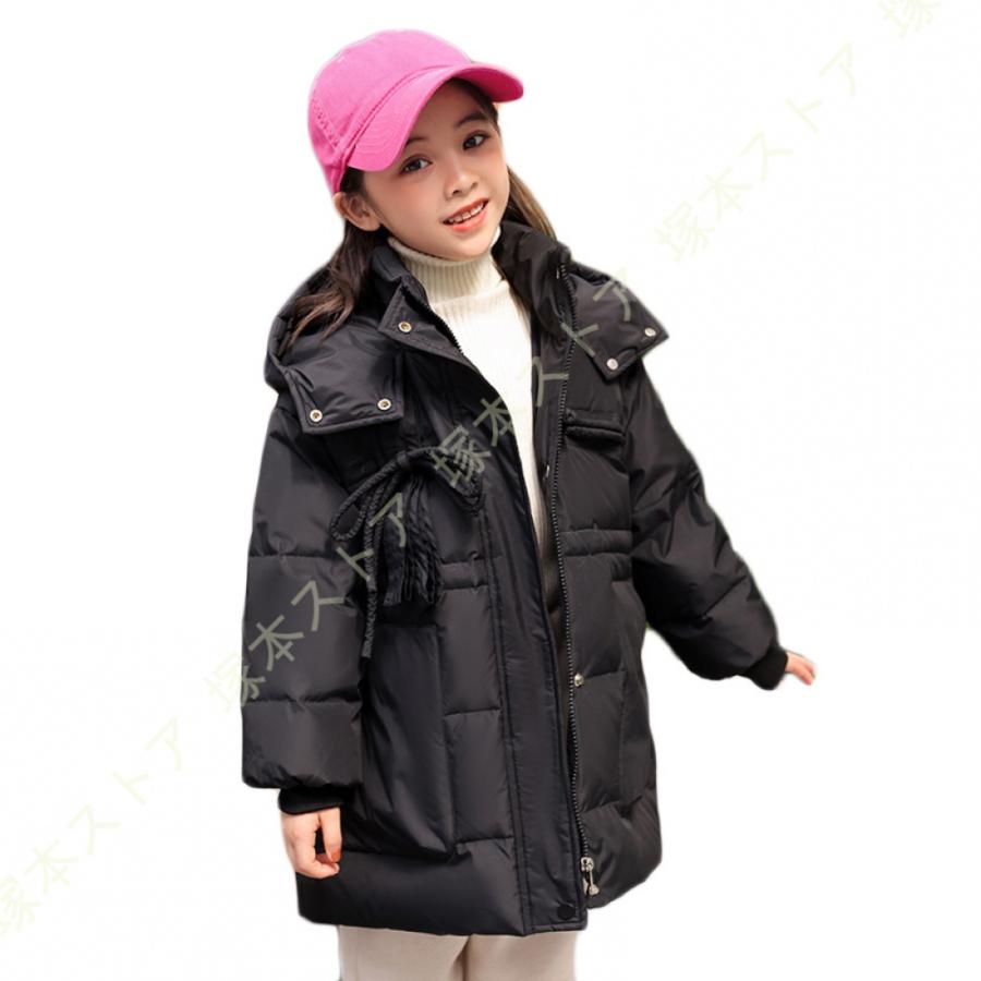 ダウンジャケット キッズ ダウンコート 大きいサイズ 子供服 防寒 ダウン アウター フード付き 子ども カジュアルアウトウェア ジップアップ スタンドカラーの画像