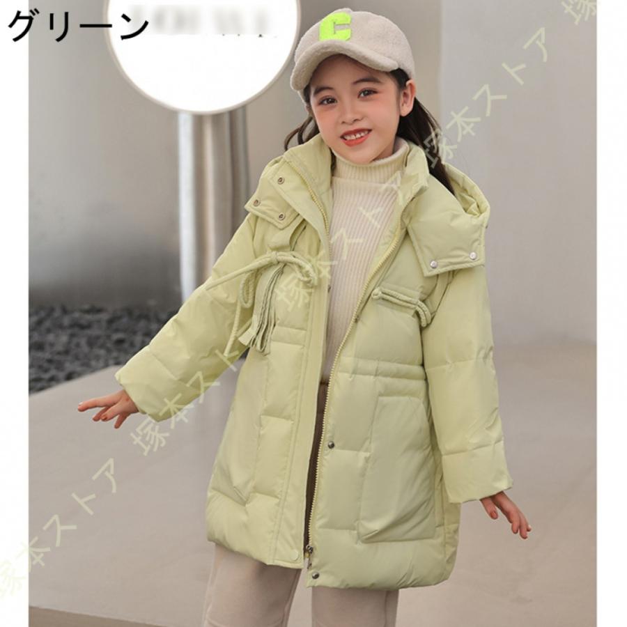 ダウンジャケット キッズ ダウンコート 大きいサイズ 子供服 防寒 ダウン アウター フード付き 子ども カジュアルアウトウェア ジップアップ スタンドカラーの画像