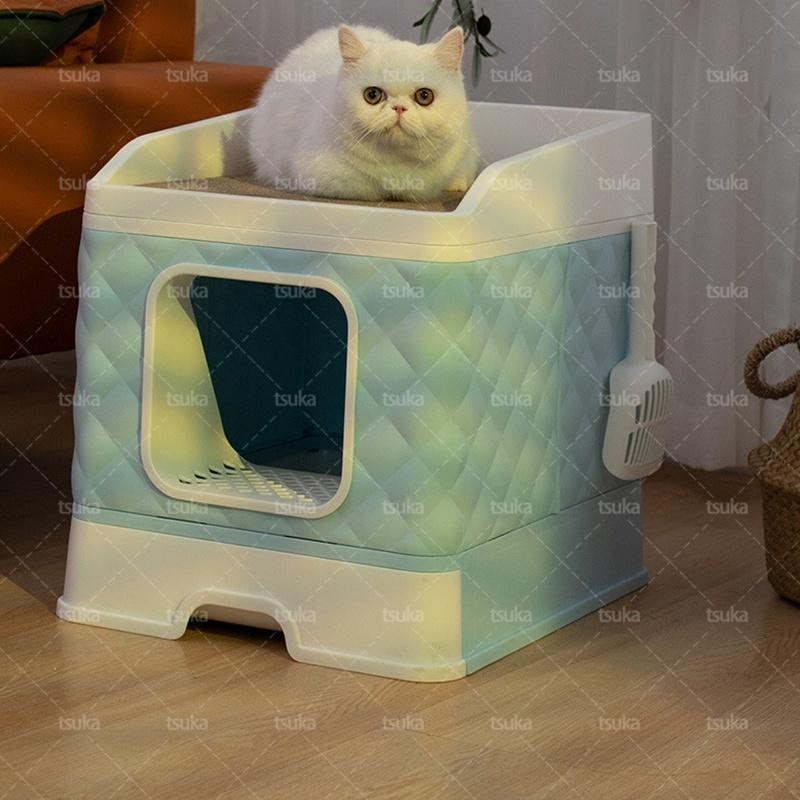 猫用トイレ 組み立て式 全3色 猫トイレ 大型 カバー おしゃれ 簡単 上