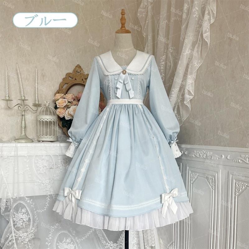 ワンピース 長袖 ドレス クラシック系 クラロリ Lolita姫 可愛い 華麗 エレガント 豪華 レディース ゴスロリ お姫様 パーティー ゆめかわいい 優雅 リボン_2