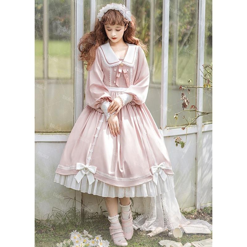 ワンピース 長袖 ドレス クラシック系 クラロリ Lolita姫 可愛い 華麗 エレガント 豪華 レディース ゴスロリ お姫様 パーティー ゆめかわいい 優雅 リボン_9