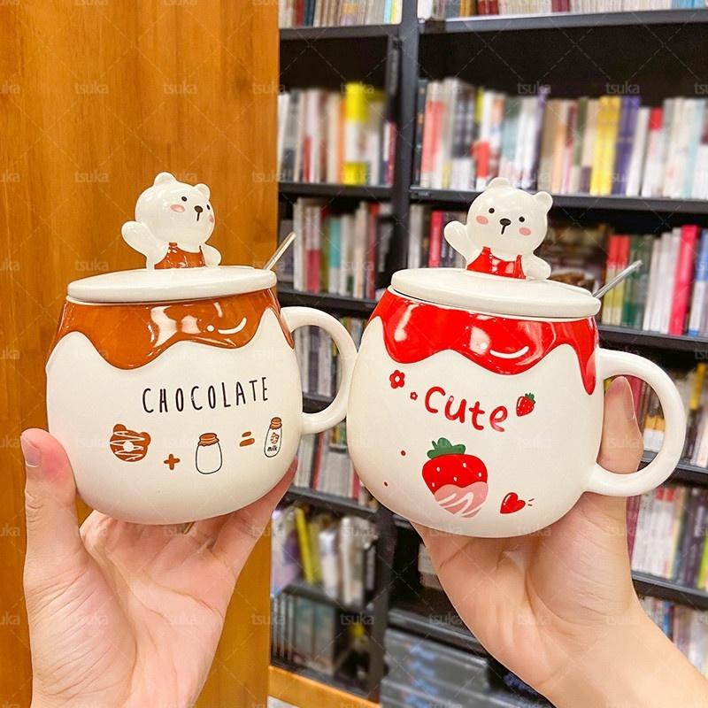 可愛い マグカップ 蓋付き 大きい 600ml かわいいクマ コーヒーカップ