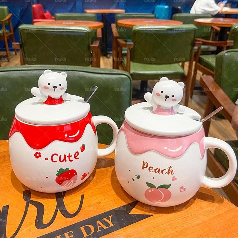可愛い マグカップ 蓋付き 大きい 600ml かわいいクマ コーヒーカップ