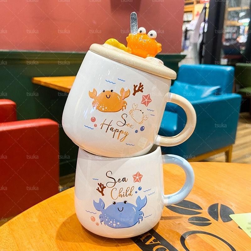 可愛い カニ マグカップ かわいい 蓋付き 大きい 400ml コーヒー 可愛い カニ マグカップ かわいい 蓋付き 大きい 400ml コーヒー