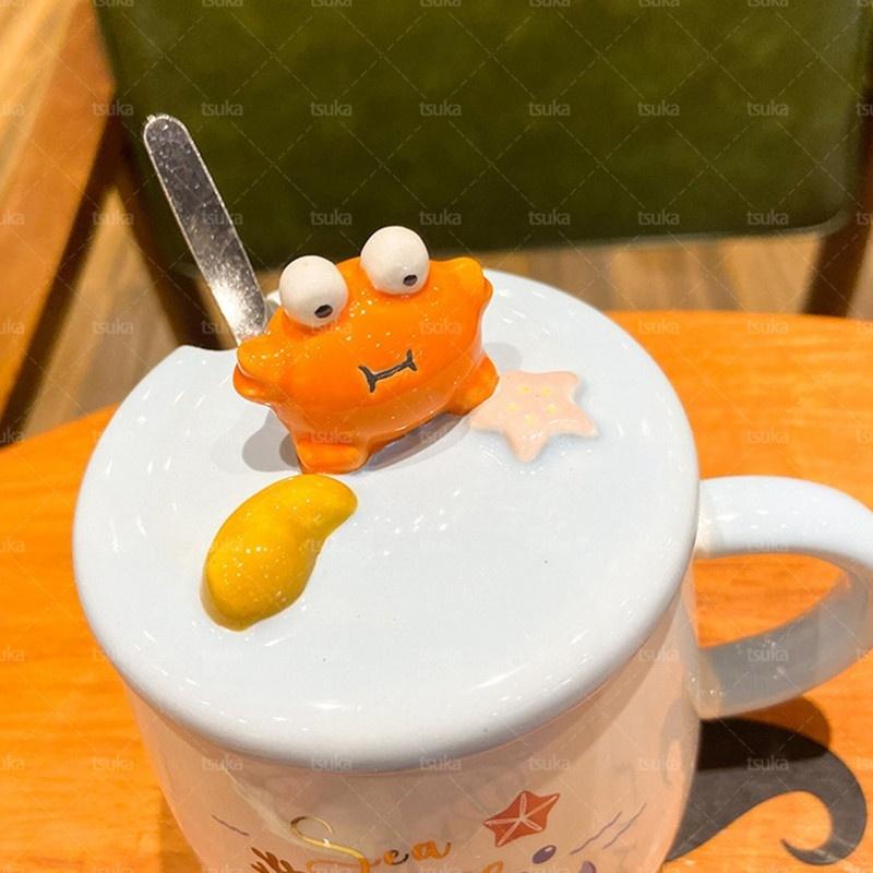可愛い カニ マグカップ かわいい 蓋付き 大きい 400ml コーヒー 可愛い カニ マグカップ かわいい 蓋付き 大きい 400ml コーヒー