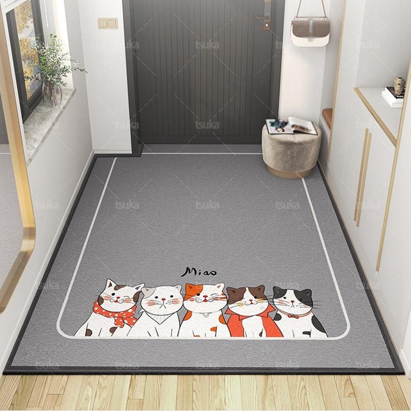 カーペット 玄関マット 室内 ドアマット 猫 可愛い ねこ柄 屋内マット
