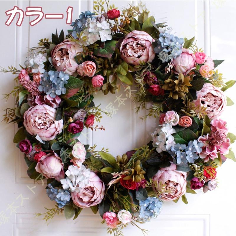 ドアリース 造花 ウェルカム リース 花 玄関 ドア 飾り 壁掛け ドアリース 造花 ウェルカム リース 花 玄関 ドア 飾り 壁掛け