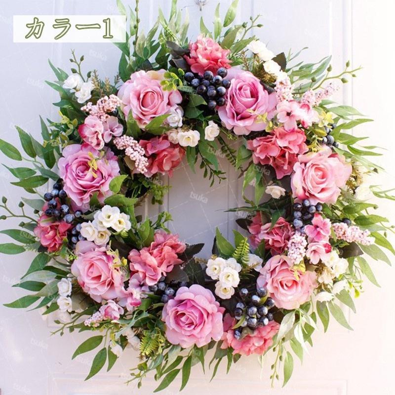 リース 枯れない花 フラワーリース 直径55cm 造花リース 玄関 窓