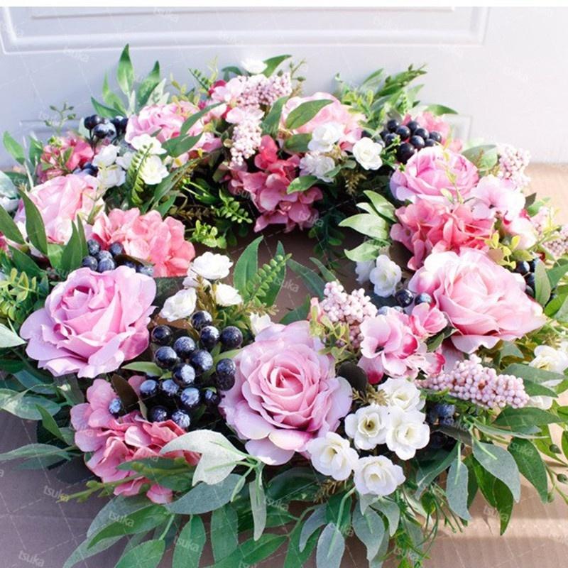 リース 枯れない花 フラワーリース 直径55cm 造花リース 玄関 窓