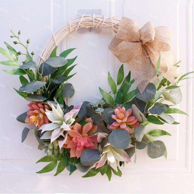 玄関用リース 造花 インテリア ドア飾り 人工多肉植物リース ドアスプリング 人工花リース 結び目付きリボン 玄関 結婚式 家庭 オフィス クリスマスリース Xfl 8uk Wth067 塚本ストア 通販 Yahoo ショッピング