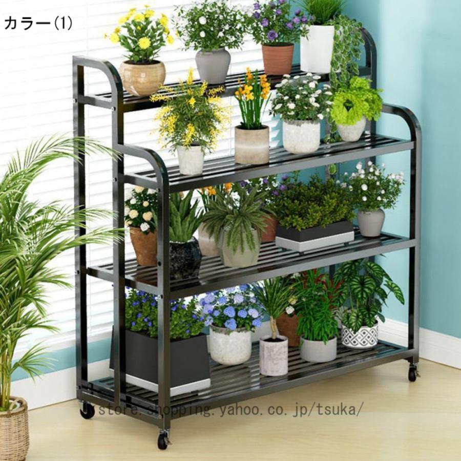 フラワースタンド 屋内 屋外 ガーデンスタンド キャスター付き 移動簡単 通気性 安定性 ガーデニング棚 横型 花台 フラワーラック 室内 おしゃれ 植物 ラック_3