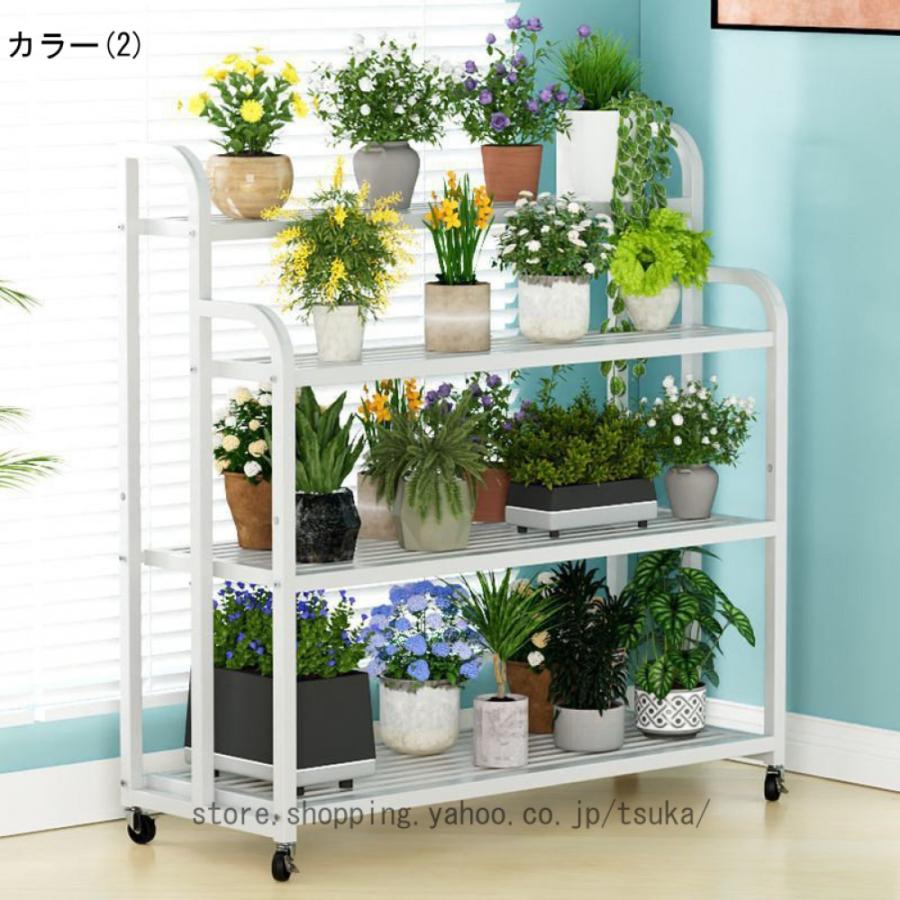 フラワースタンド 屋内 屋外 ガーデンスタンド キャスター付き 移動簡単 通気性 安定性 ガーデニング棚 横型 花台 フラワーラック 室内 おしゃれ 植物 ラック_4